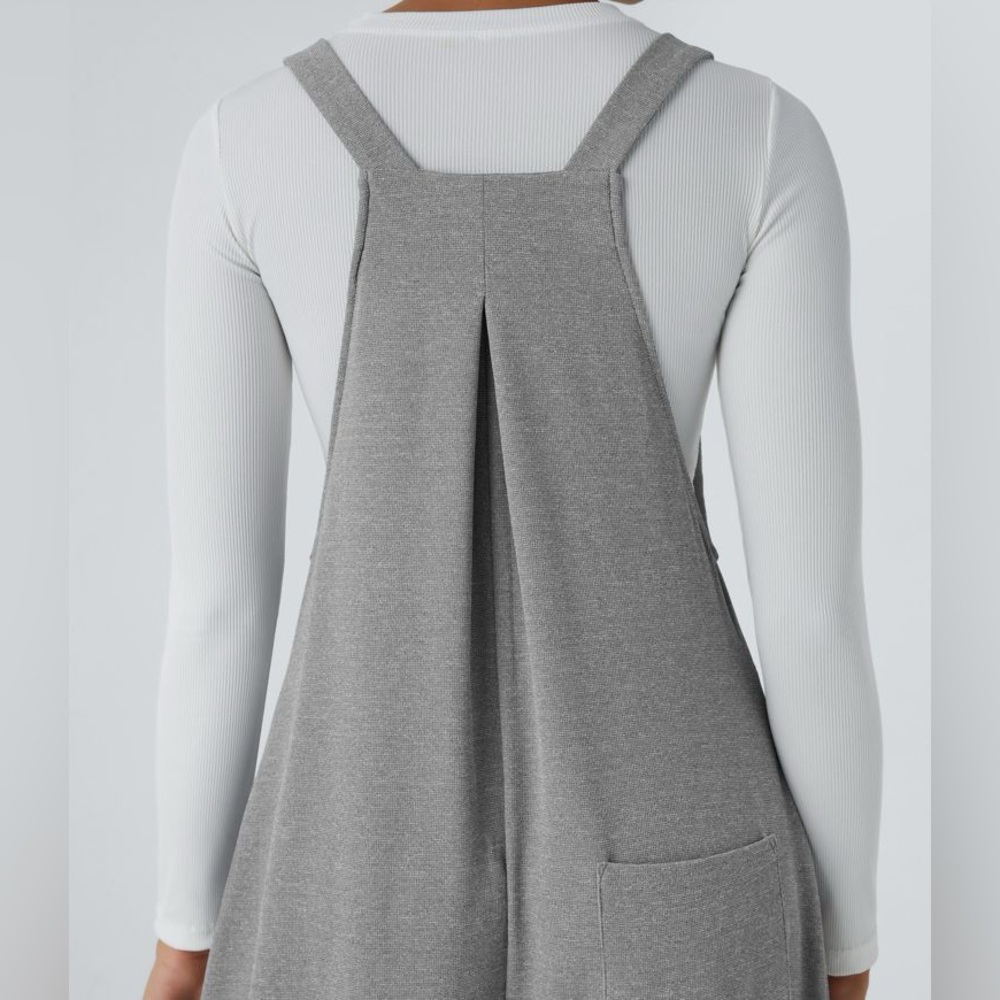 Halara wide leg Adjustable Strap Button Multiple Pocket Overalls grey small - Picture 6 of 15
